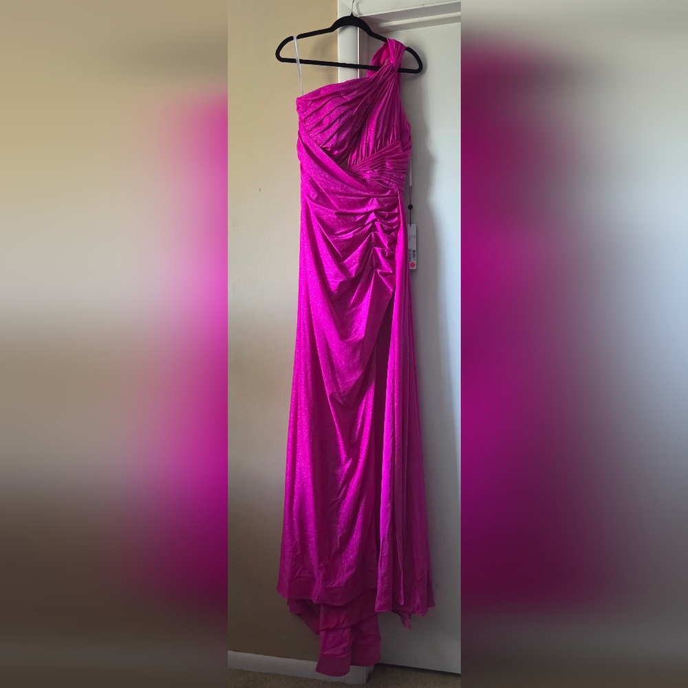 Jovani One Shoulder Pink Long Dress 37522